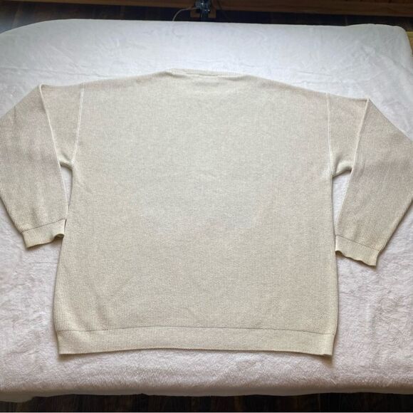 Eddie Bauer Cream Long Sleeve Crew Neck 100% Cotton Sweater Size XL - Picture 2 of 9
